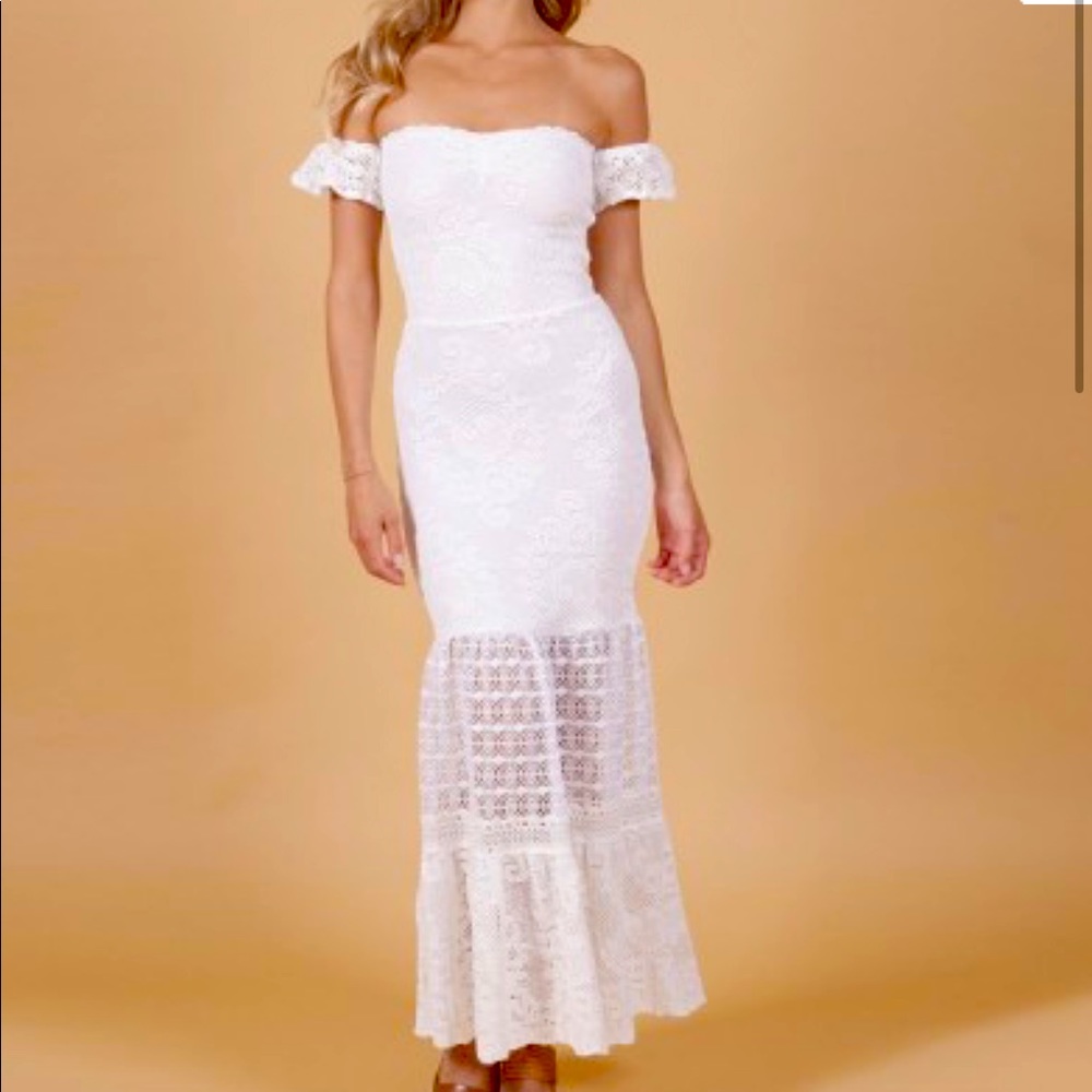 Nightcap Clothing Crochet Flutter Midi Sz M